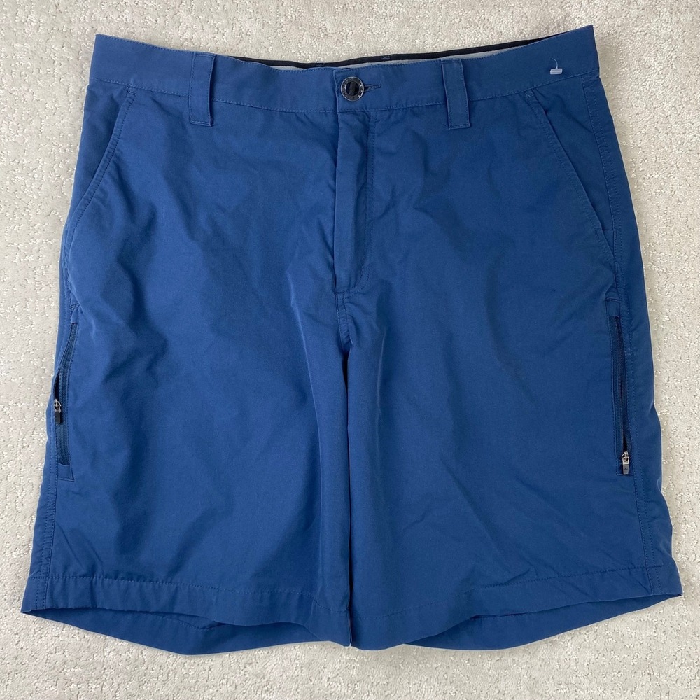 Orvis Tech Shorts Mens 34 Blue Lightweight Stretch Zip Pockets Hiking Fishing